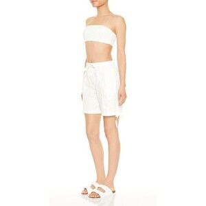 Forever 21 NWT Women Shorts Linen Blend Drawstring Cargo White Beach Small
